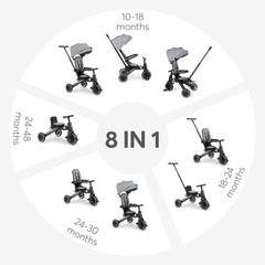 Kikka Boo Trix 2 8u1 tricikl Grey