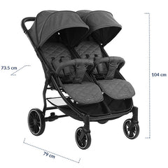 Kikka Boo Happy 2 blizanačka kolica Dark Grey