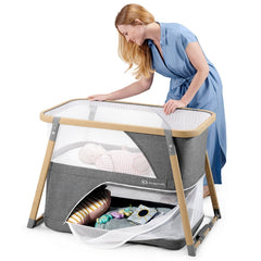 Kinderkraft Sofi 4u1 prenosivi krevetac Grey/Wood