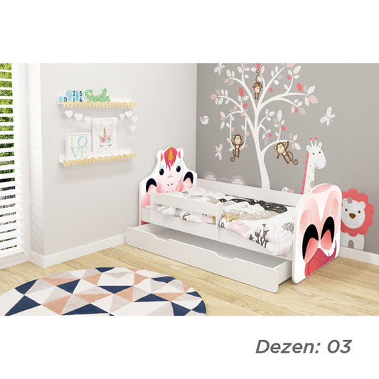 KREVET ZA DECU ANIMALS 180X80 CM SA DODATNOM FIOKOM WHITE ACMA VII 03